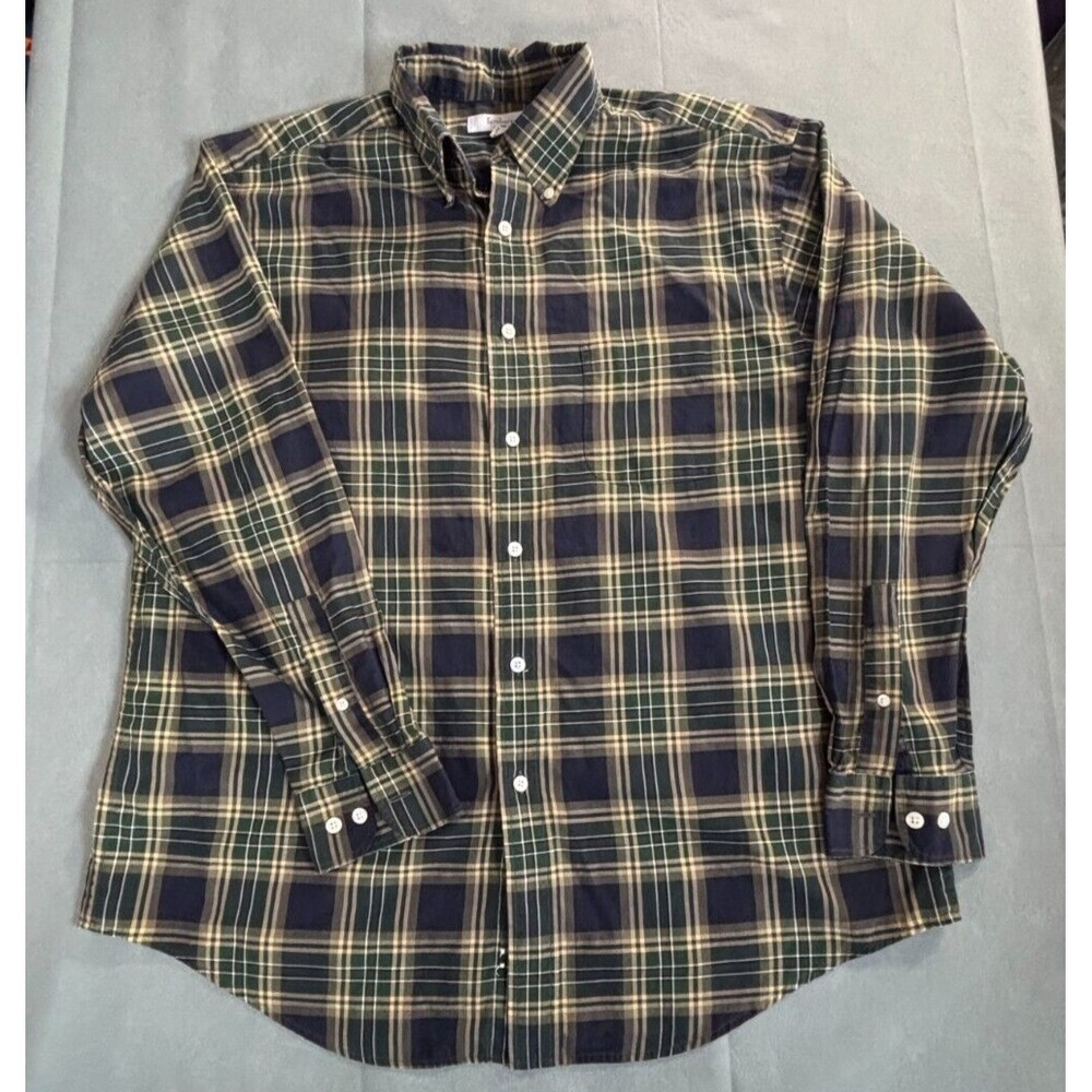 Turnbury Shirt Men's Large Green Plaid Long Sleeve Front Button-Up preppy
